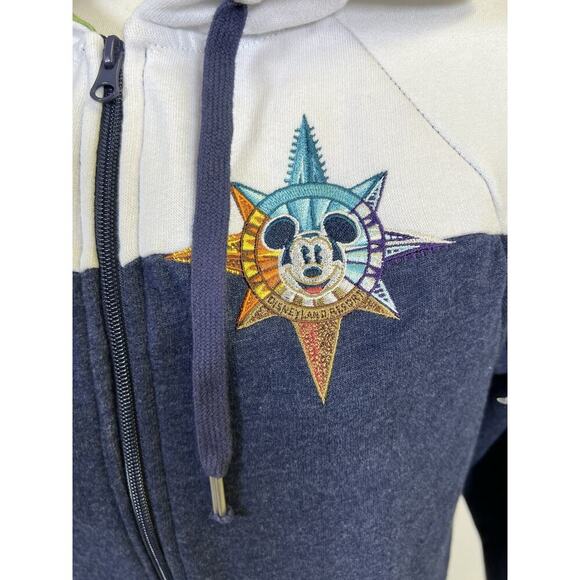 Disneyland Resort Blue Spirit Jersey Sweater Zip Up Hoodie Size XS Embroidery - Picture 3 of 16